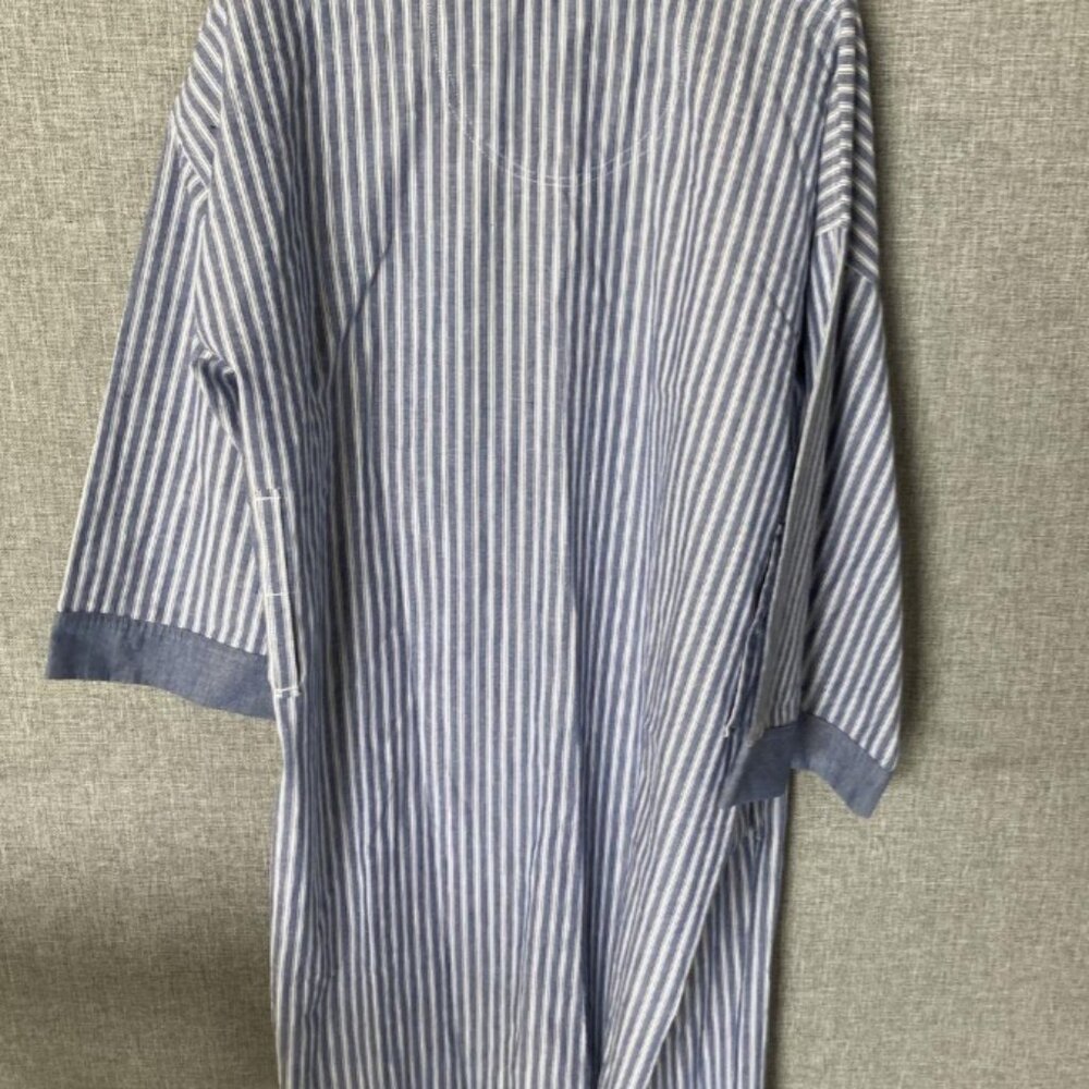 Christian Dior Blue White Striped Cotton Bathroom Robe - Picture 2 of 2